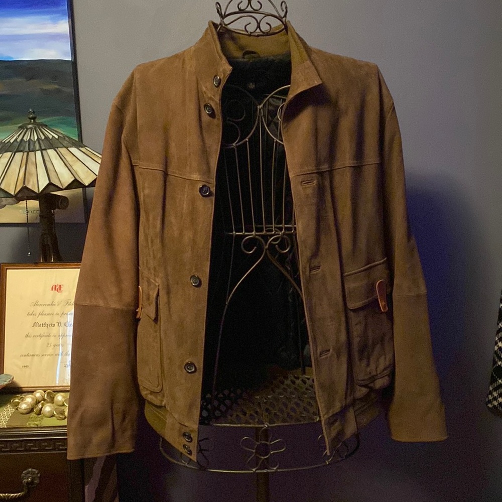 Men’s Brooks Brothers suede brown suede jacket XL